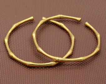 Thin Gold Brass Bamboo Bangle: Stackable Bracelet