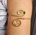 Upper arm cuff arm band spiral handmade made of brass, jewelry