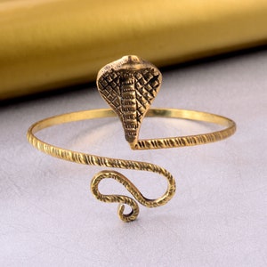 Brass Snake Arm Cuff: Minimalist Gold Armband