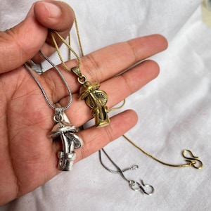 Hand Sculpted Mushroom Necklace: Silver & Gold Nature Charm