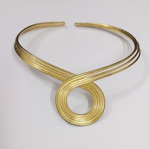Wire Brass Choker: Ethnic Tribal Collar Necklace