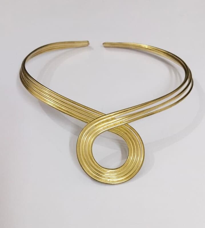 Wire Brass Choker: Ethnic Tribal Collar Necklace