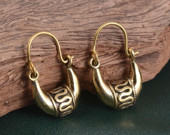 Bali Hoop Earrings Small, Ethnic Hoop Earrings