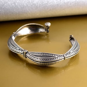 Oxidized Silver Kada Bangle: Indian Hand Bracelet