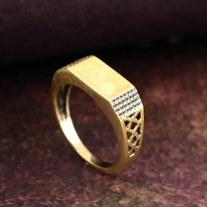 Brass Signet Ring, Signet Square Ring, Men Signet Ring, Promise Ring, Handmade Ring, Monogram Ring, Gift For Her, personalized  gift