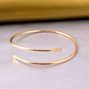 Minimalist Brass Arm Cuff: Adjustable Spiral Armlet, Festival Jewelry