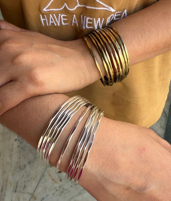 Gold Hammered Cuff Bracelet, Gold Bracelet, Gold Statement