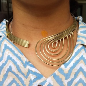 Brass Cuff Necklace, Designer Wire Choker Flexible Brass Choker, Ethnic Tribal Brass Choker, Necklace, Collar Necklace, gift for her