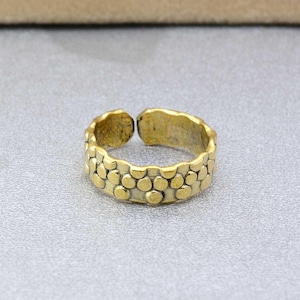 Gold Chunky Ring, Gold Beaded Dome Ring, Smooth Ring, Vintage Gold Statement Ring, Boho Ring, Minimalist Ring, Brass Ring, Gift