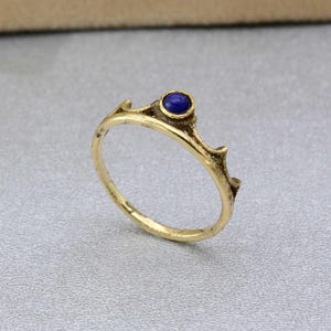 Minimalist Lapis Lazuli Brass Ring: Dainty Boho Statement Ring
