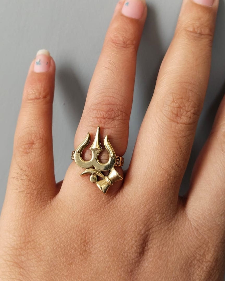 Om Shiv Trishul Ring, Brass Ring, Ohm Ring, Dainty Ring, Handmade Ring,  Yoga Ring, Meditation Ring, Men's Ring, Gift for Her,protection Ring - Etsy