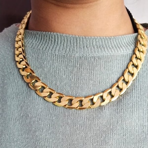 Gold Cuban Curb Chain Necklace - Brass Mens Choker