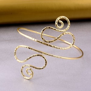Brass Snake Arm Cuff: Hammered Bangle Bracelet