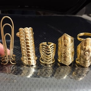 Brass Big Bold Geometric African Statement Ring - Chunky Boho Ring