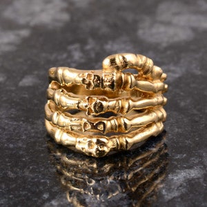 Handmade Brass Skeleton Ring: Gothic Biker Skull Jewelry