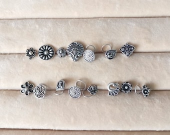 Boho Silver Nose Stud: Indian Tribal Nose Jewelry