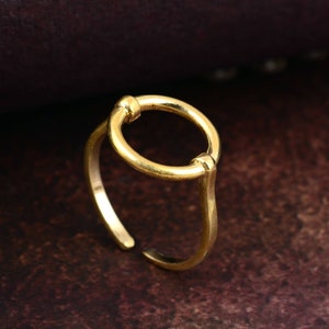 Handmade Brass Open Oval Ring: Minimalist Gold Ring