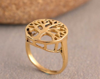 Tree Of Life Ring, Handmade Brass Ring, Tiny Tree Of Life Ring, Gold Brass Ring, Tree Of Life Jewelry, Filigree Tree Ring, Gift For Her