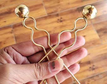 Handmade Brass Hair Fork: Lightweight Minimalist Bun Holder