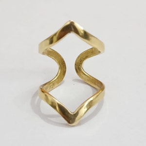 Brass Chevron Ring: Adjustable Splint Knuckle Ring