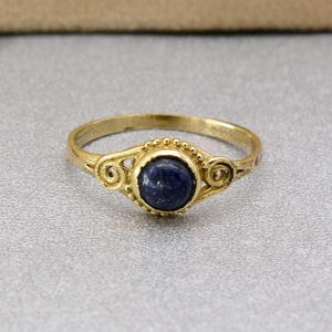 Natural Lapis Lazuli Brass Ring: Boho Statement Jewelry