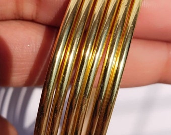 Brass Bangle Bracelet: Gold Slip-on Stackable Bangle