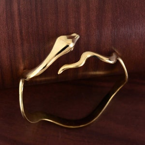 Goudmessing open verstelbare slangenarmband, goudmessing sieraden, armband voor vrouwen, boho-armband, slangenbedel, armmanchet