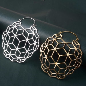 Large Geometric Earrings, Modern Statement Earrings, Modern Hoop Earrings, Big Hoop Earrings, Geometric Hoop Earrings