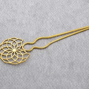 Brass Mandala Hair Fork: Minimalist Bun Holder