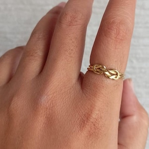 Dainty Love Knot Ring: Minimalist Brass Promise Ring