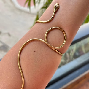 Twisted Single Loose Snake Bracelet - Handmade BRASS gold plated cuff- Gold Serpent Cuff Ancient Serpent Bangle