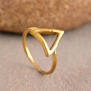 Triangle ring, geometric ring brass ring gold ring boho ring bohemian ring triangle gold ring modern gold ring chunky