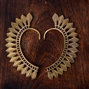 Brass Feather Wing Ear Cuff: Bohemian Ear Wrap