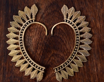 Brass Feather Wing Ear Cuff: Bohemian Ear Wrap