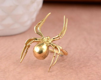 Spider ring, Gold, Handmade, Unique punk gothic goth biker mens, Animal ring, Gift, gift for mom