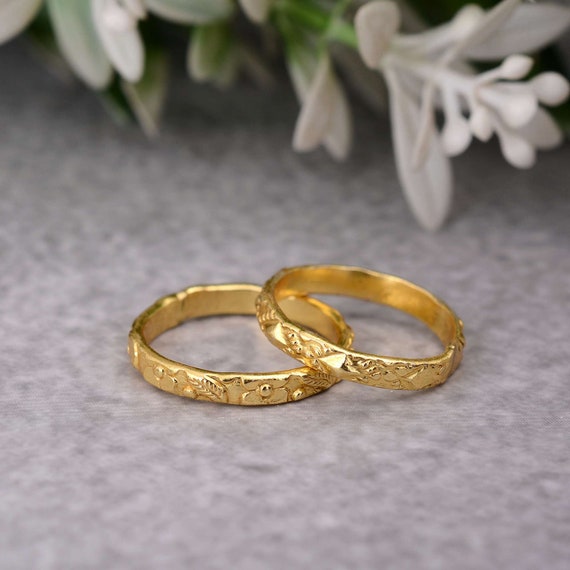 Set of 2 Ring Gold Ring Gold Ring Thick Gold Ring Gold Stack Ring Simple Gold Ring Stacking Ring Thick Ring Wedding Band
