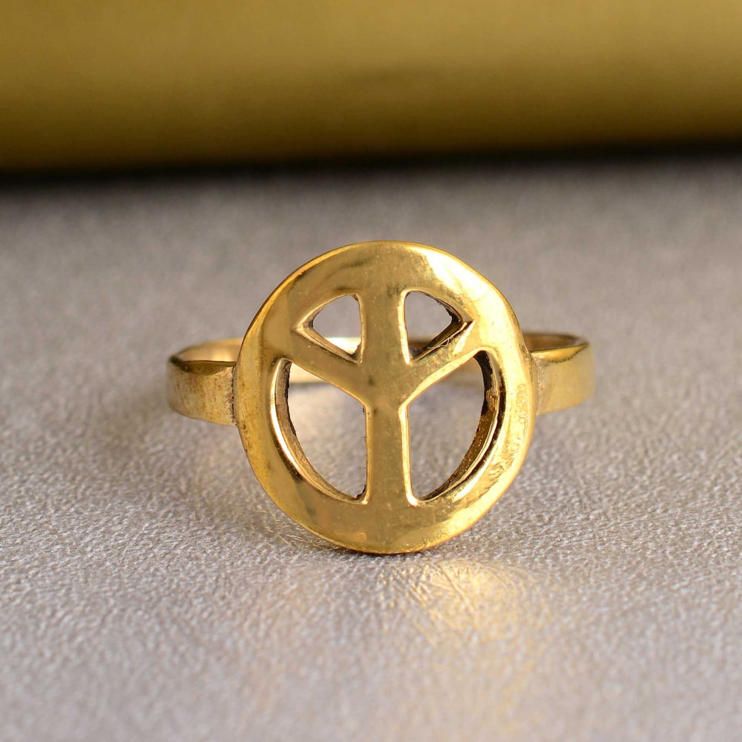 Peace Symbol Ring, Peace Sign Jewelry, Symbol Ring SYMBOL PEACE, Gold