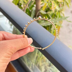 Thin Minimalist Cuff Bracelet With Gemstones || Boho Brass Adjustable Bangle Bracelet oval Shape Stone