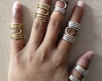 Adjustable Silver Arthritis Ring: Hammered Brass Finger Splint