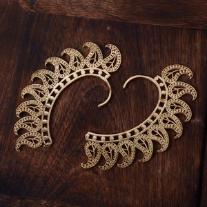 Brass Feather Wing Ear Cuff: Bohemian Ear Wrap