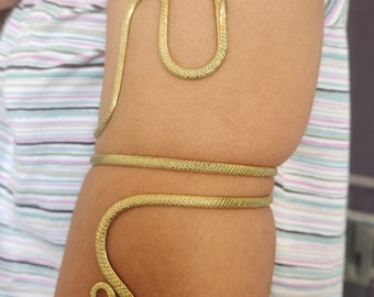 Large Natural Brass Serpent Snake Cuff, Forearm or Upper Arm Cuff, Priestess Cuff, Sacred Jewelry, Boho, Upper Arm Cuff, Gift For Her
