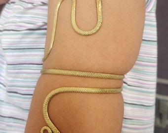 Bracciale a serpente in ottone: fascia per braccio in stile boho con serpente