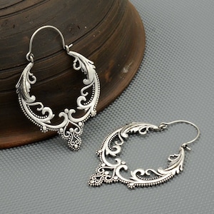 Brass Mandala Hoop Earrings: Unique Hippie Jewelry