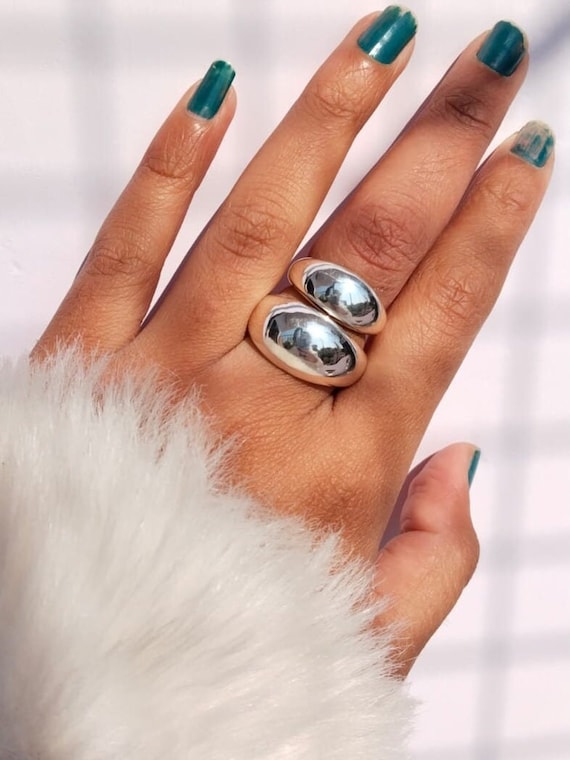 Dome Chunky Silver Ring, Thick Sterling Silver Ring