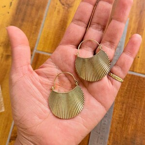 Gold Brass Seashell Earrings: Boho Beach Dangles