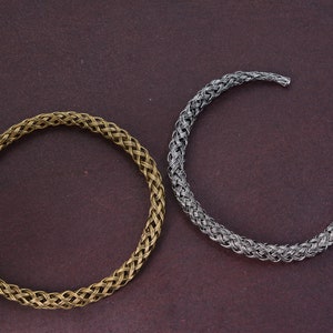 Braided Brass Torque Choker: Viking Tribal Necklace