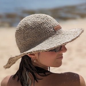 Handwoven Hemp Sun Hat: Wide Brim Crochet Beach Hat