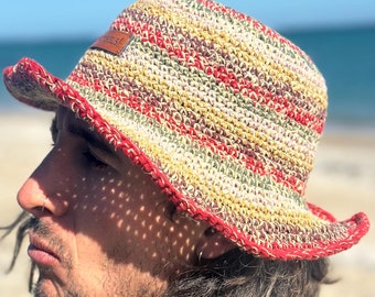 Handwoven Hemp Sun Hat: Adjustable Brim
