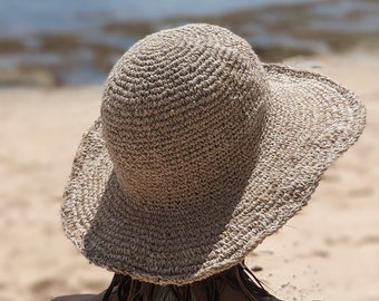 Handwoven Hemp Sun Hat: Wide Brim Summer Beach Hat
