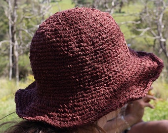 Handwoven Hemp Sun Hat: Foldable Wire Brim, Sustainable Summer Hat